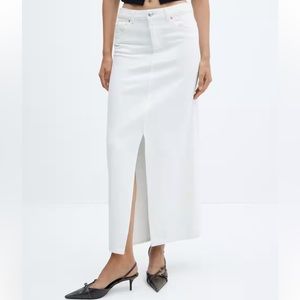 Mango Slit Denim Skirt, white, XS, NWOT, excellent condition